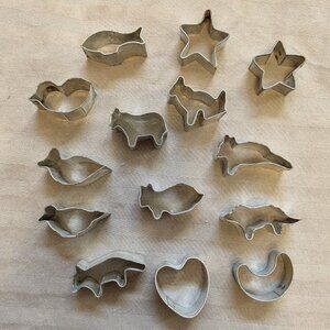 Lot of 14 Metal Cookie Cutters Vintage 1960s